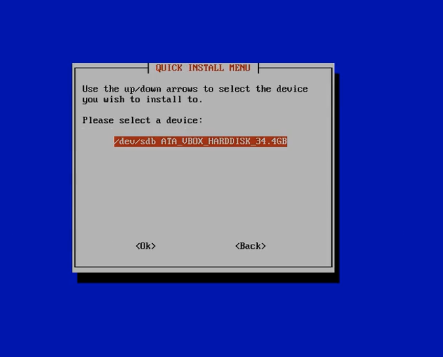 quick install memu to select a device or space or location to install zimaos