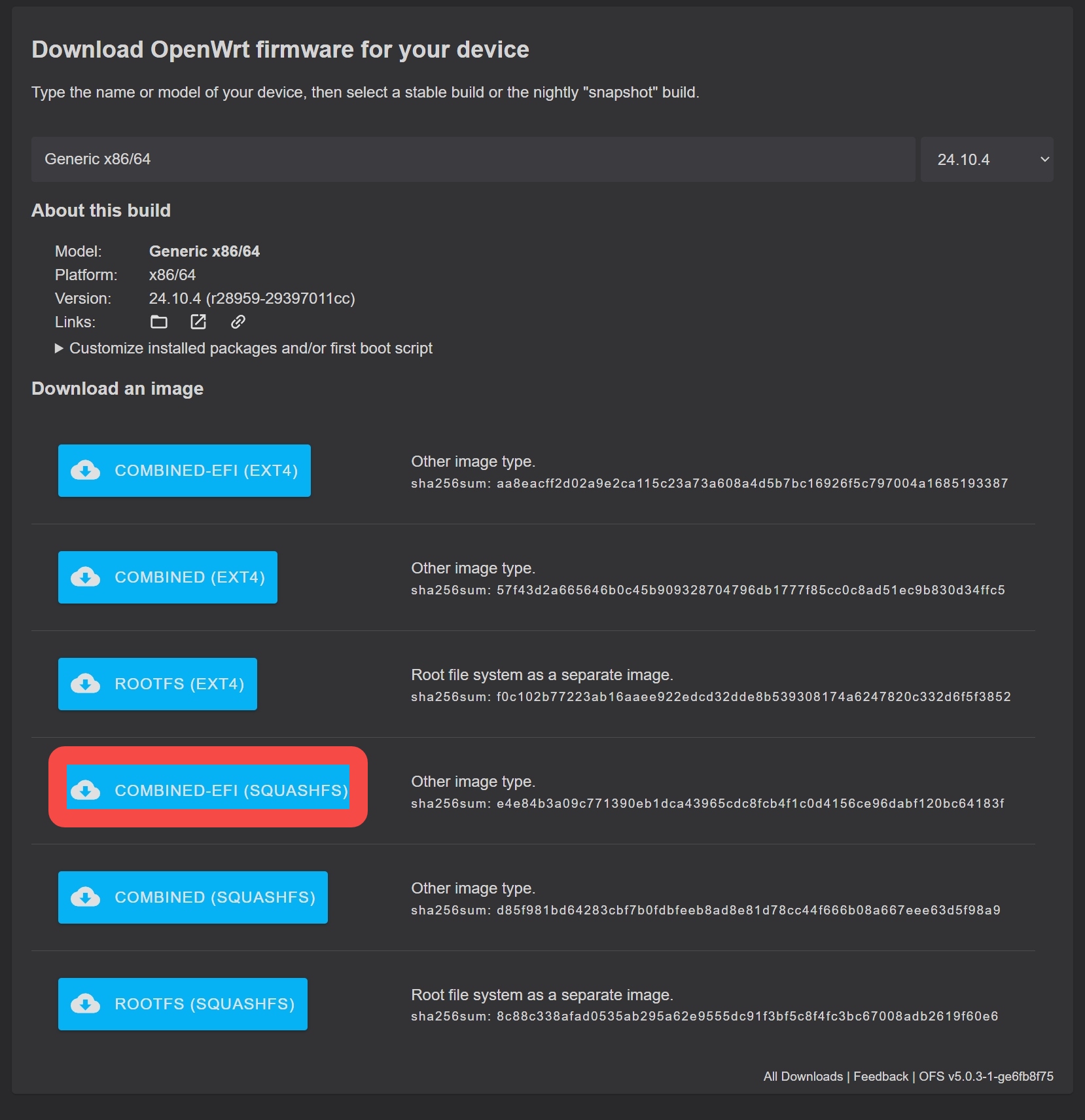 Descarregar o firmware oficial do OpenWrt
