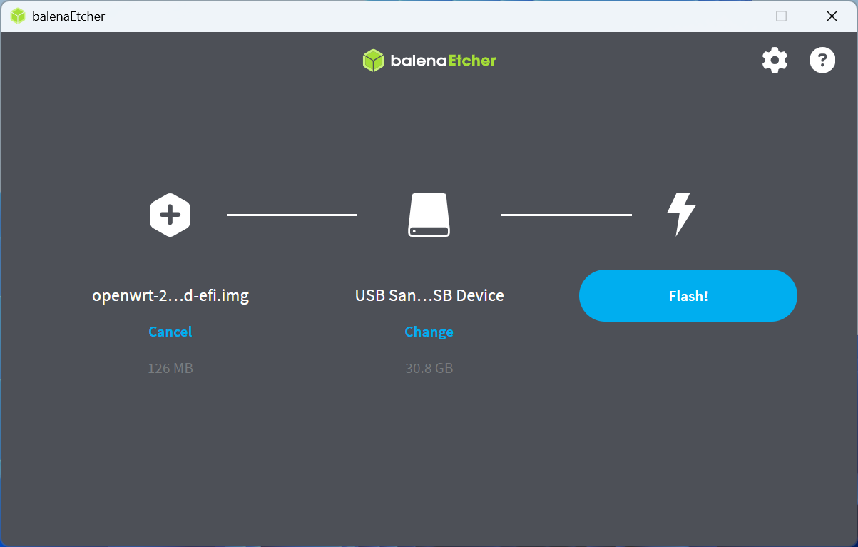 balenaEtcher burning