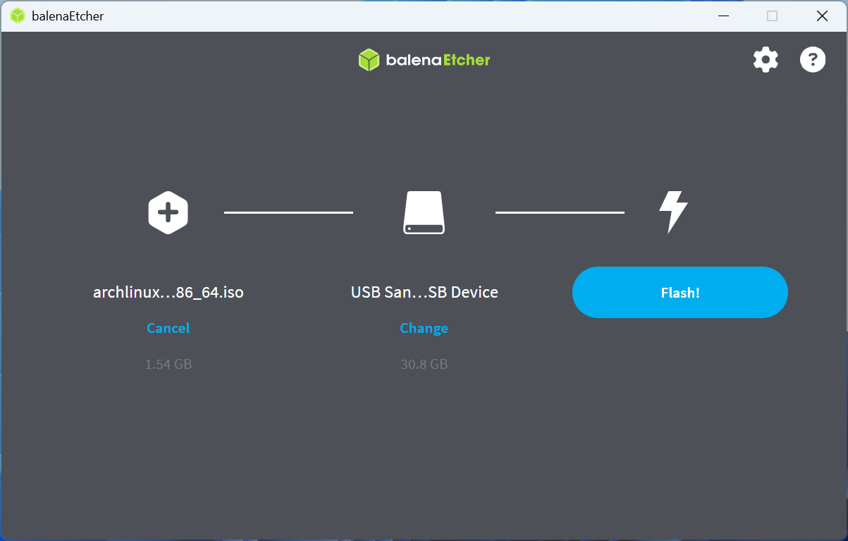 balenaEtcher 烧录过程