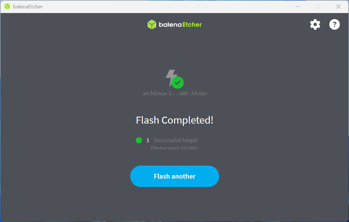 balenaEtcher 烧录完成