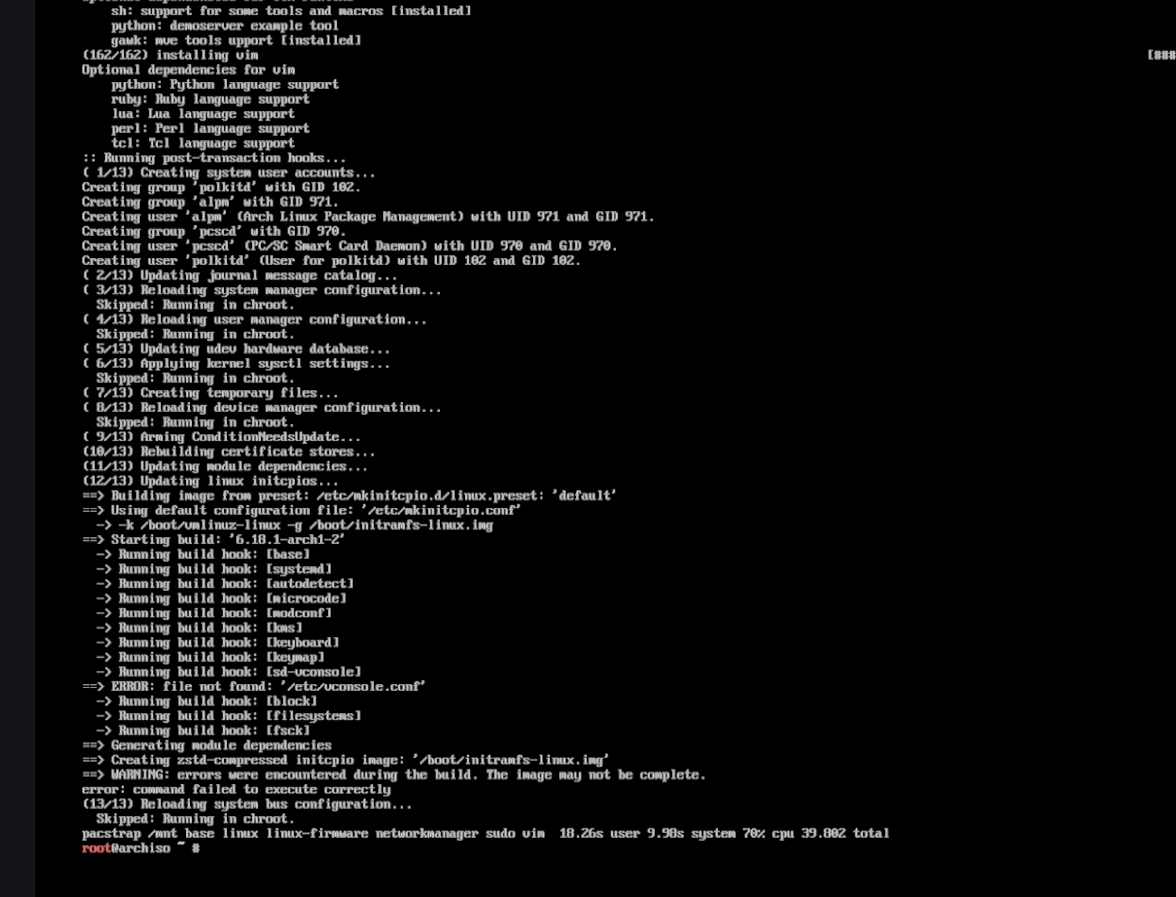 pacstrap execution complete