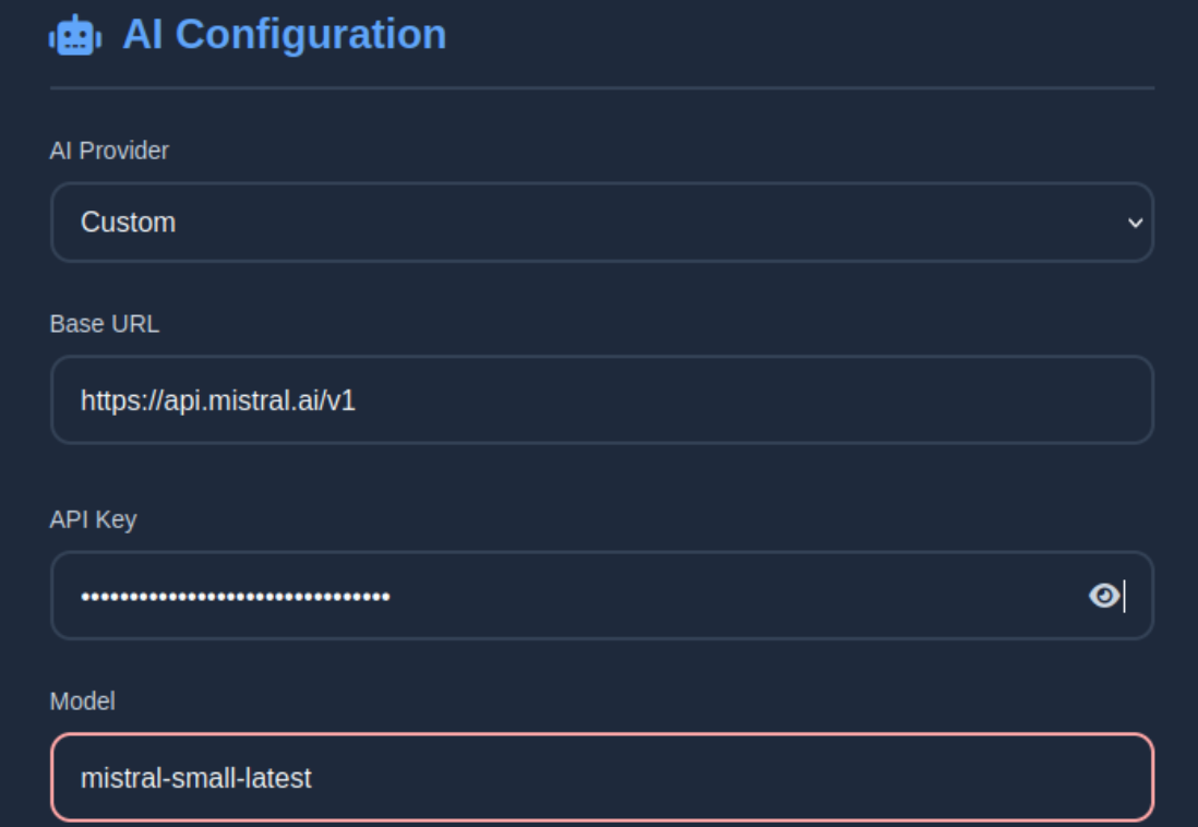 Configura la URL base y el modelo