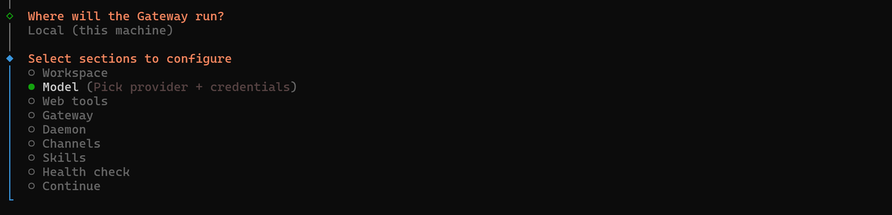 Cursor on the Model option