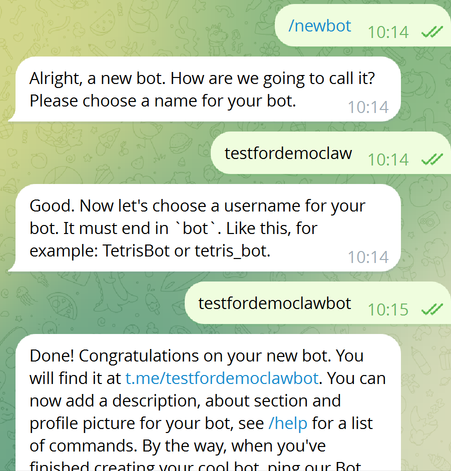 BotFather conversation