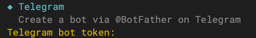 终端:输入 Bot Token