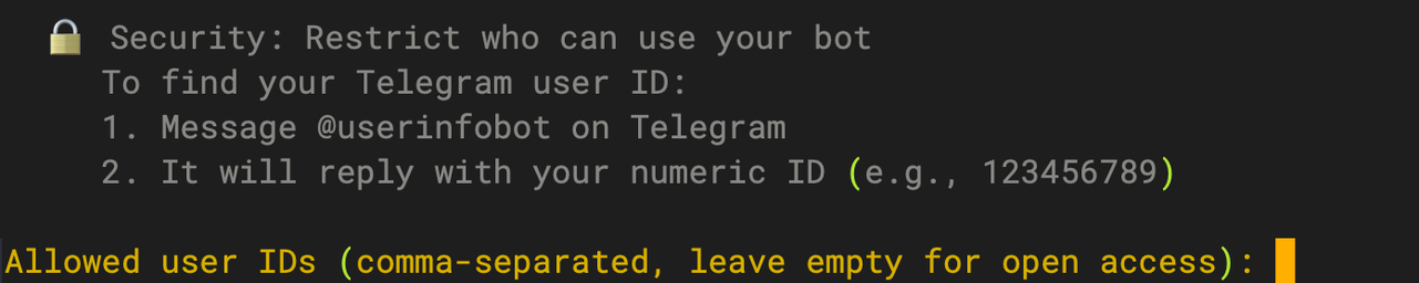 终端:输入允许访问的 User ID